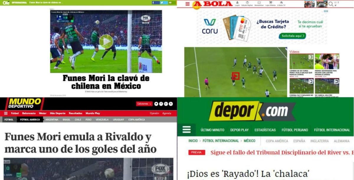Funes Mori Chilena mundo Abola Mundo Deportivo cñn Olé El Clarín La Nación El Litoral Infobae