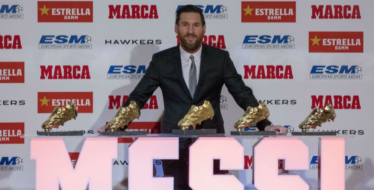 Lionel Messi barceloan bota de oro goleador de europa más que cr7 quinto argentino