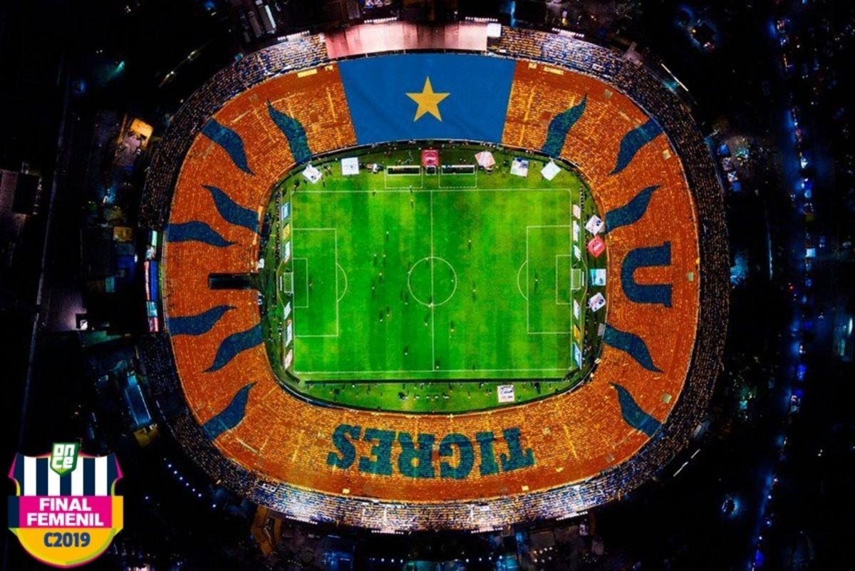 Tigres Femenil, uanl, estadio universitario, mosaico, Final liga mx femenil, clausura 2019, rayadas, ida,