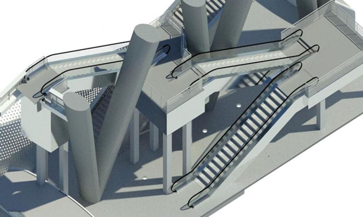 Estadio BBVA, escaleras eléctricas, acceso, parte alta del inmueble, rayados, la pandilla, monterrey,