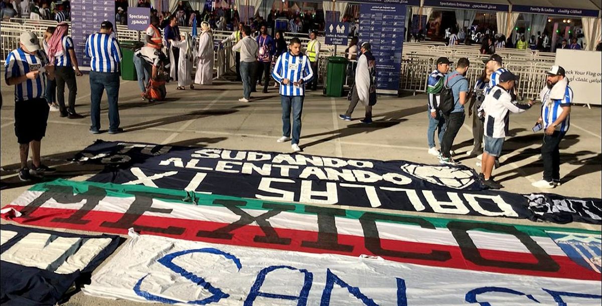 Rayados, Mundial de Clubes, Qatar, Doha, aficionados, trapos, banderas, estadio jasin bin hamad, seguridad
