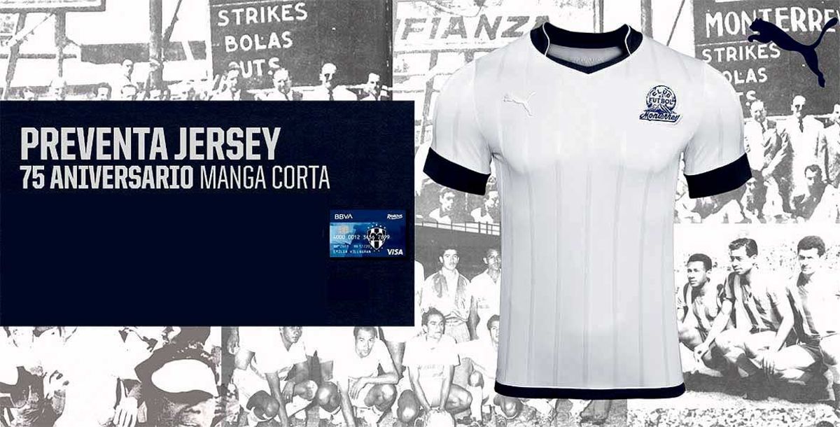 Rayados, 75 aniversario, camiseta manga corta, Tarjeta Rayados, Tienda Rayados, Puma, BBVA