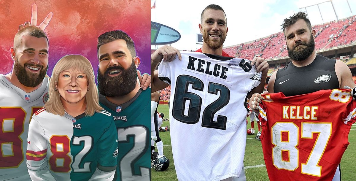NFL, hermanos Kelce, Travis Kelce, Jason Kelce, Donna Kelce, Super Bowl, Super Bowl LVII, Harbaugh