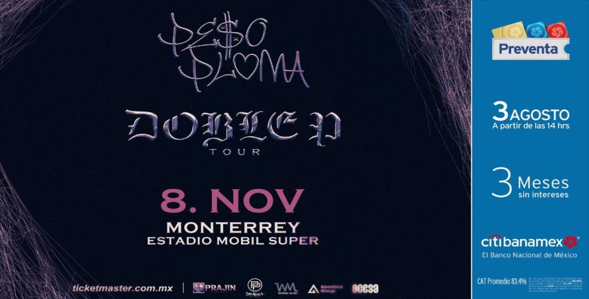 Peso Pluma, Doble P, boletos, precio, Monterrey, concierto, preventa, citibanamex