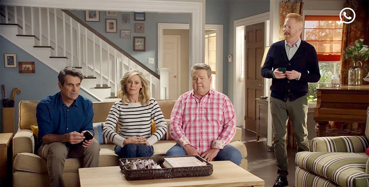 Televisión, Modern Family, WhatsApp, Ty Burrell, Julie Bowen, Eric Stonestreet, Jesse Tyler Ferguson, iphone, android, apple,