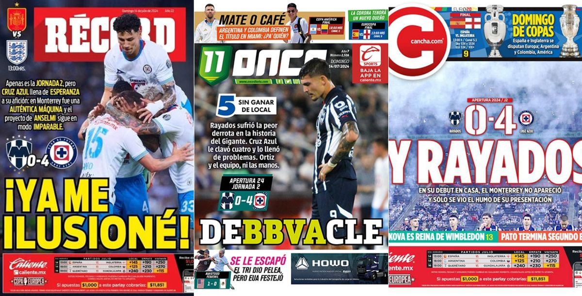 Rayados, Monterrey, Cruz Azul, Liga MX, Apertura 2024, Jornada 2, reacciones, goleada de Cruz Azul a Rayados, medios