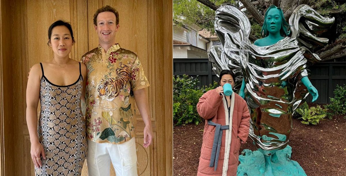 Famosos, Mark Zuckerberg, Priscilla Chan, Daniel Arsham, regalo, escultura