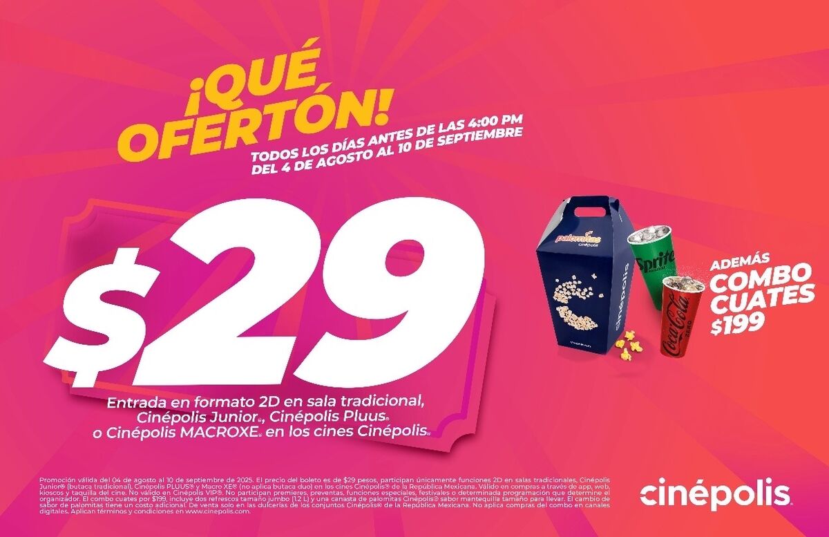 Cinépolis sorprende, combo especial, cine, tiempo limitado