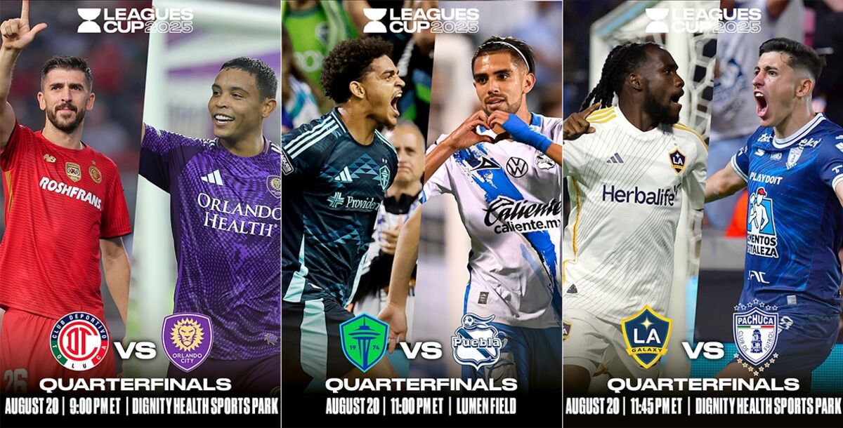 Leagues Cup, Cuartos de Final, Liga MX, MLS, Toluca vs. Orlando City, Seattle Sounders vs. Puebla, Pachuca vs. LA Galaxy, previa
