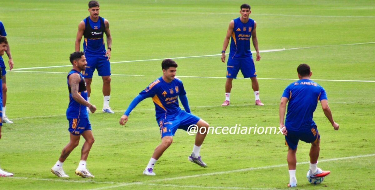 Tigres, entrenamiento, Diego Lainez, Ozziel Herrera, Juan Purata, Joaquim, Jesús Angulo