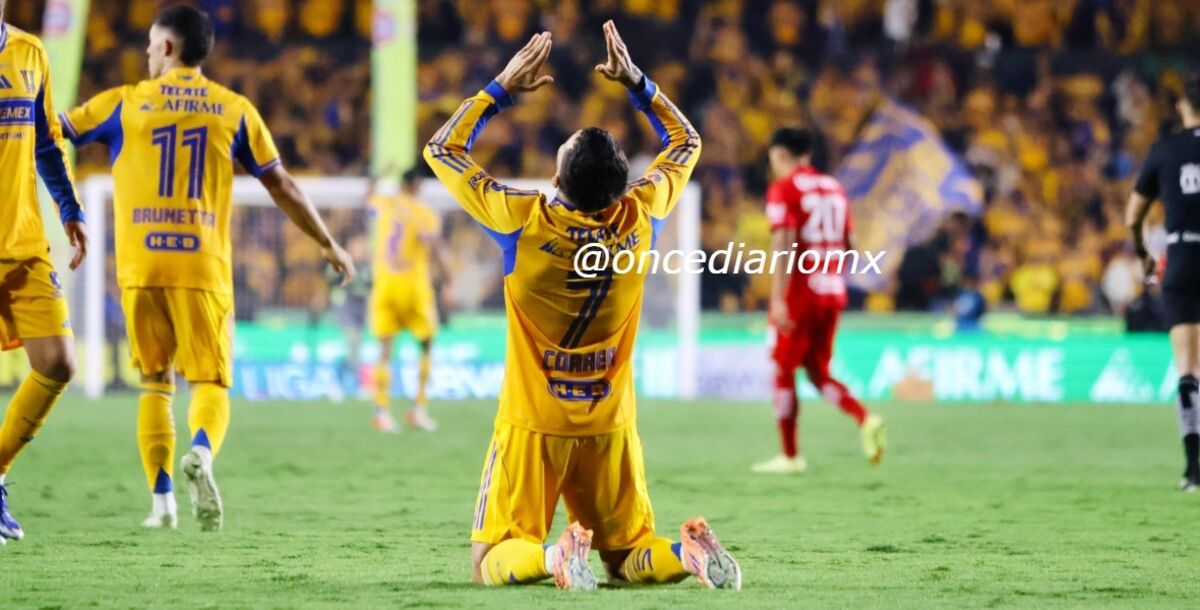 Ángel Correa, Hugo González, Tigres, Toluca, Liga MX, Apertura 2025, Liguilla, Final, Ida, Estadio Universitario, goles