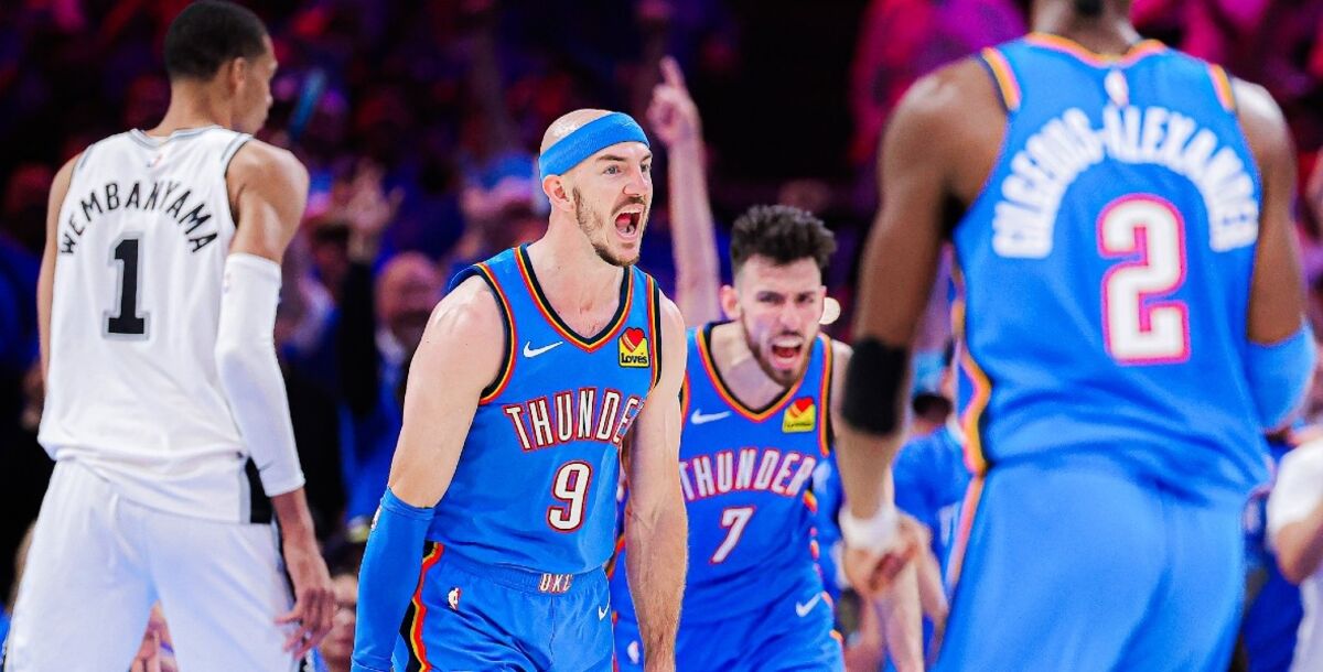 Oklahoma City Thunder, San Antonio Spurs, Alex Caruso, Shai Gilgeous-Alexander, Wembanyama, Playoffs, Final del Oeste, NBA, Jalen Williams