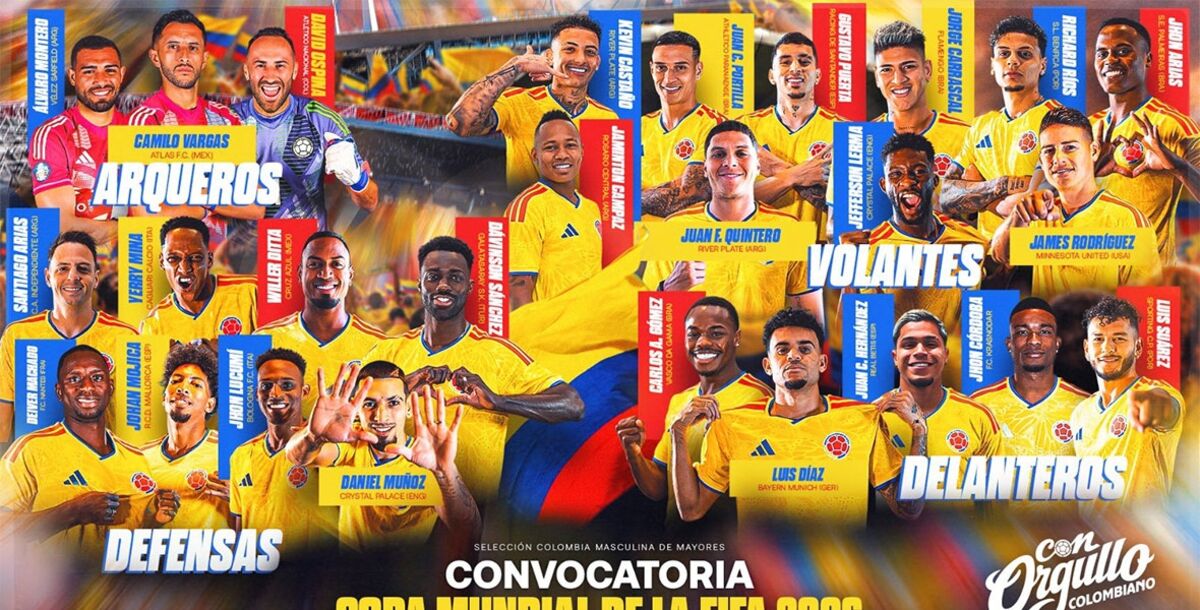 Mundial 2026, Colombia, Néstor Lorenzo, Camilo Vargas, Willer Ditta, lista de convocados de Colombia, Grupo K, Portugal, Uzbekistán, República Democrática del Congo