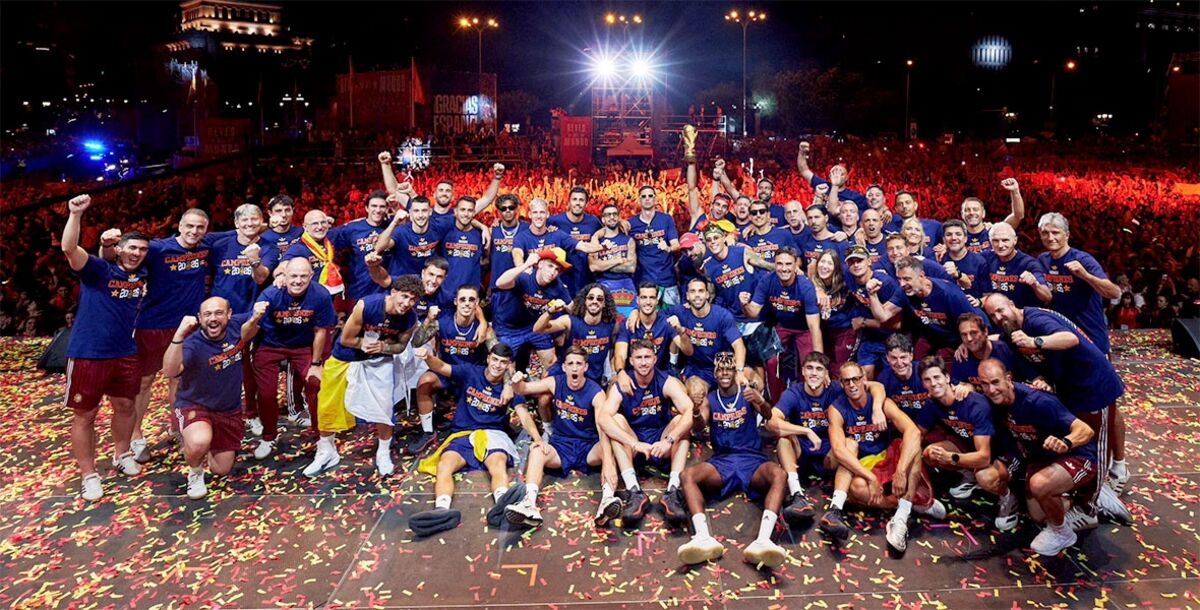 Mundial 2026, España, festejo, La Roja, Mikel Merino, Rodri, Luis de la Fuente, Lamine Yamal, Pau Cubarsí, campeones del mundo, Madrid