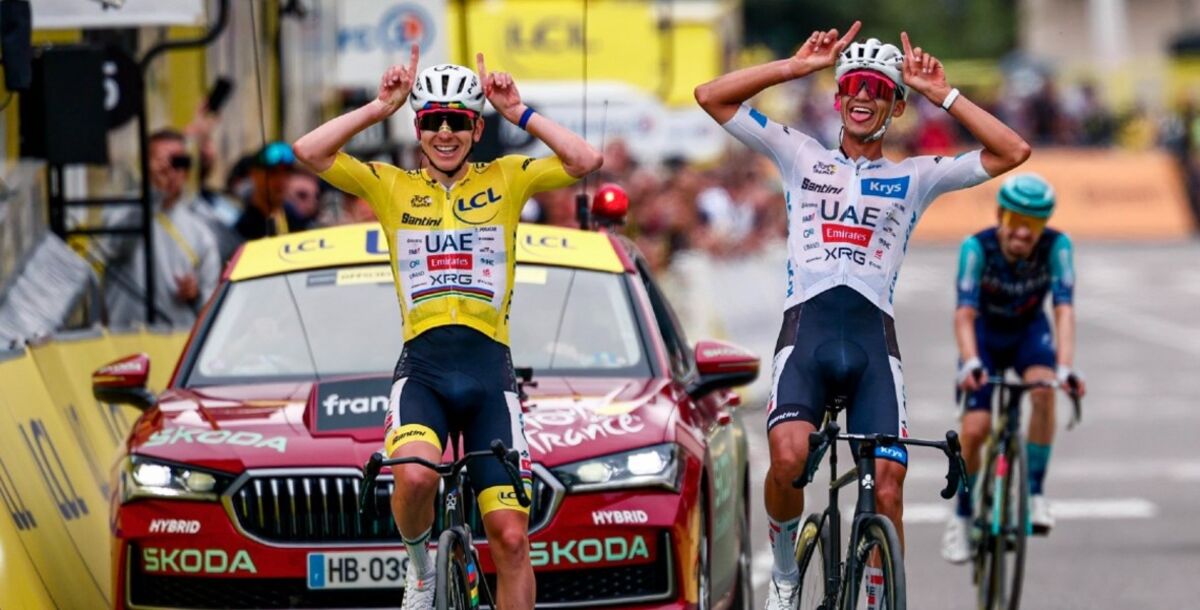 Tour de Francia, Isaac del Toro, podio, tercer lugar, Maillot blanco, Tadej Pogacar, ciclismo