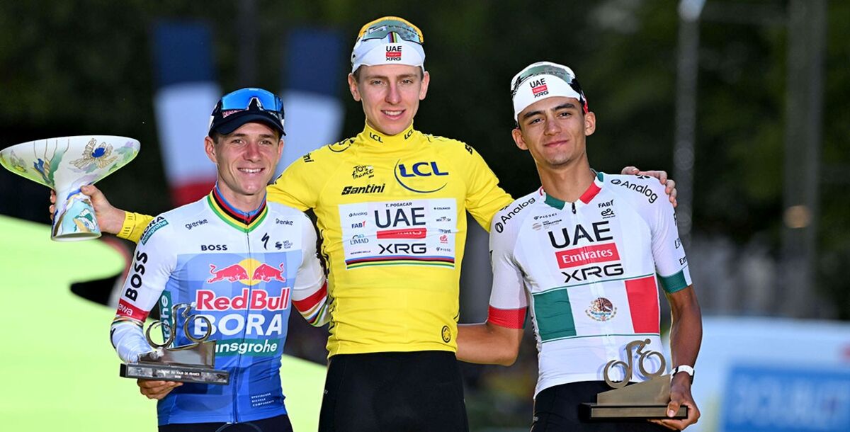 Ciclismo, Tour de Francia, Isaac del Toro, Tadej Pogacar, UAE Team Emirates XRG, Remco Evenepoel, podio, Jacques Anquetil, Eddy Merckx, Bernard Hinault, Miguel Indurain