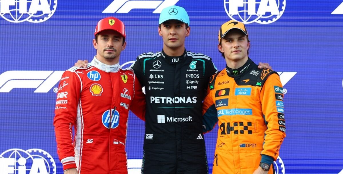 Fórmula 1, George Russell, pole, GP de Azerbaiyán, circuito de Bakú, Kimi Antonelli, Checo Pérez, Oscar Piastri